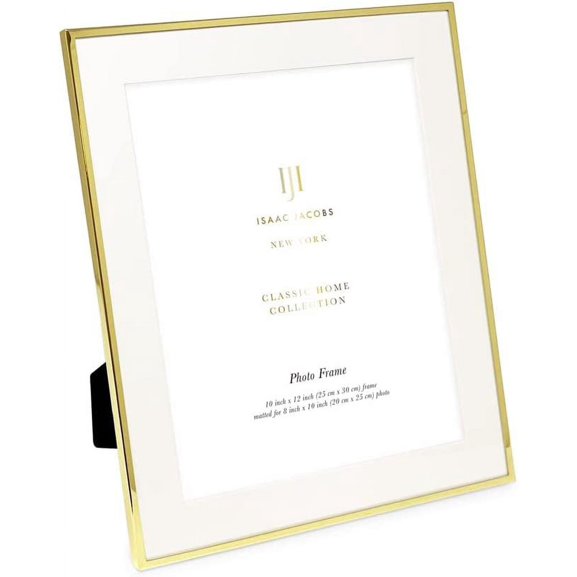 Isaac Jacobs 10x12 Matted 8x10 Gold Metal Picture Frame, Classic Metal Photo Frame Made For Tabletop & Hanging Display, Home and Office Dcor, Photo Gallery and Wall Art 10x12 Matted 8x10, Gold