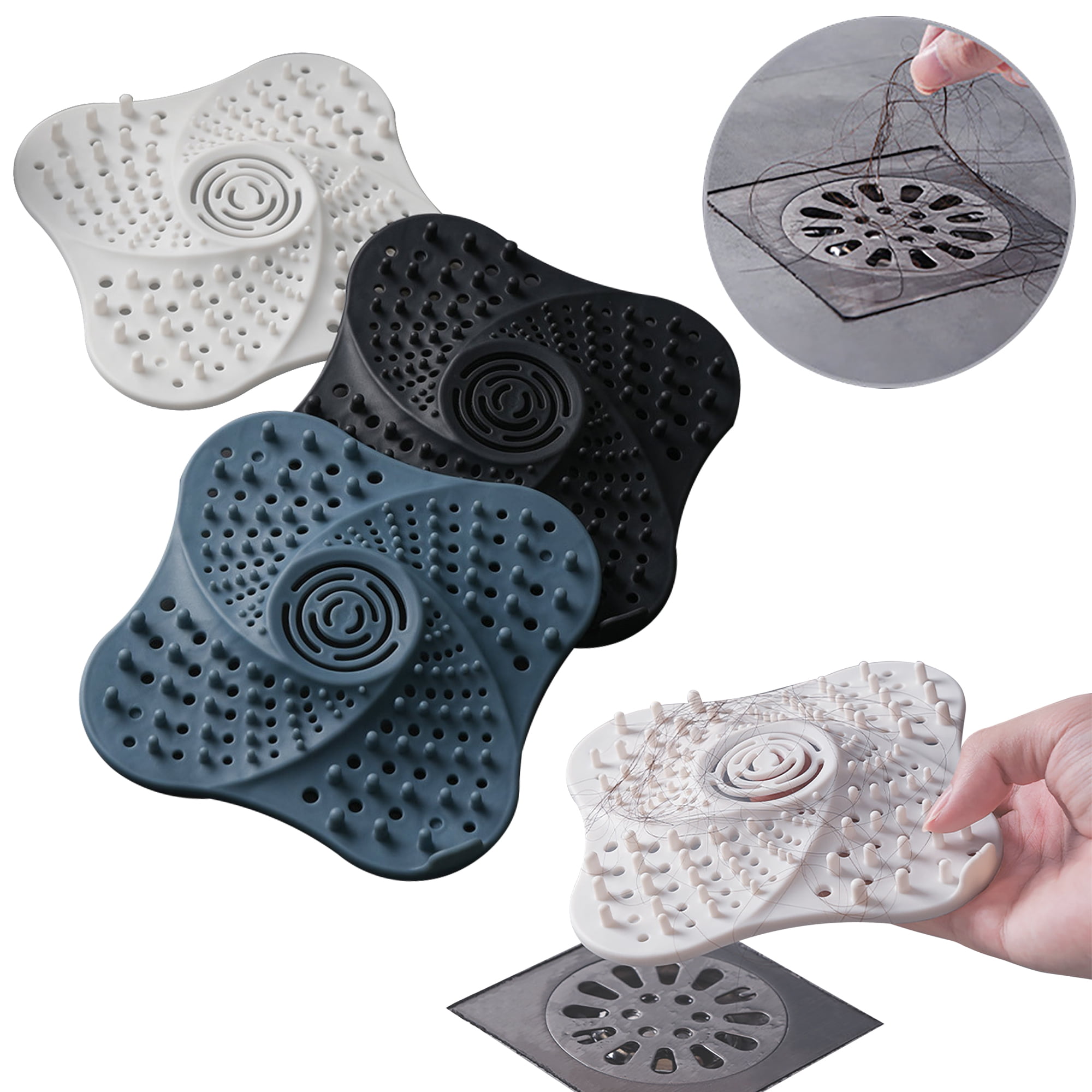 3 Pack Hair Catcher Hair Drain Cover for Shower Silicone Hair Stopper