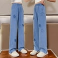 thumbnail image 6 of Girls' Jeans Elastic High Waist Wide Leg High Waist Denim Pants Pants for Teen Girls Girls Baggy Jeans Size 11-12 Years Girls Fashion, 6 of 9