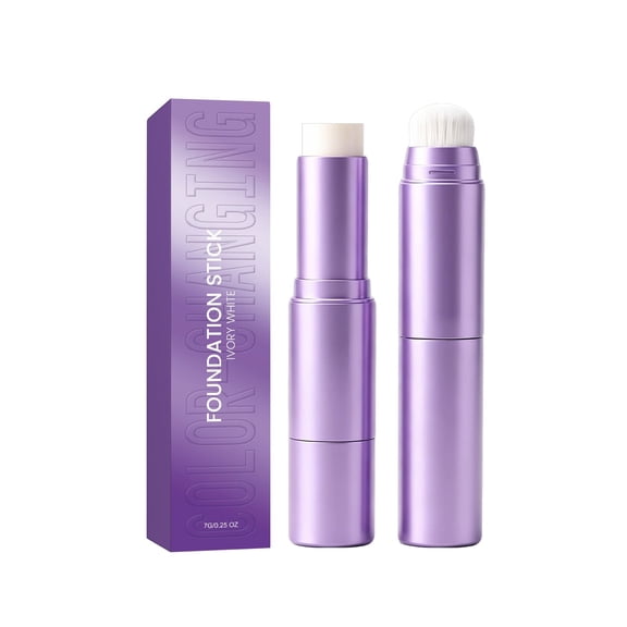 2 in 1 Changing Foundation Stick with Brush, Auto Adjusting Skin Tone Makeup Full Coverage Concealer Foundation