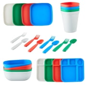 Mainstays Kids 24-Piece Multicolor Plastic Dinnerware Set