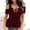 Wine, variant on Women's Deep V-Neck Cold Shoulder Halter Lace Up Mini Tops Party Club Dress T-Shirts Black