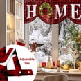 thumbnail image 5 of HOME Christmas Wreath Tie Up Valances Curtain, Bow Vintage Red Black Check Adjustable Rod Pocket Short Window Treatment Tie Up Curtains Valances for Kitchen Living Room Bathroom 54x18 Inches, 5 of 9