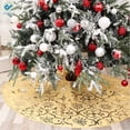 thumbnail image 4 of Deago Christmas Tree Skirt 48 Inches Snowy Pattern Large Christmas Tree Mat with Merry Christmas Stocking for Xmas Holiday Decoration Indoor Outdoor (Gold), 4 of 9