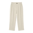 thumbnail image 3 of Iyufng Women Elastic Waist Wide Leg Capri Pants Pleated Cuffed Hem Casual Cropped Pants with Pockets, 3 of 5