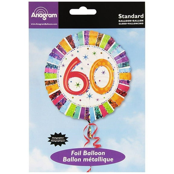 Anagram International Radiant Birthday "60" Balloon, 18", Multicolor