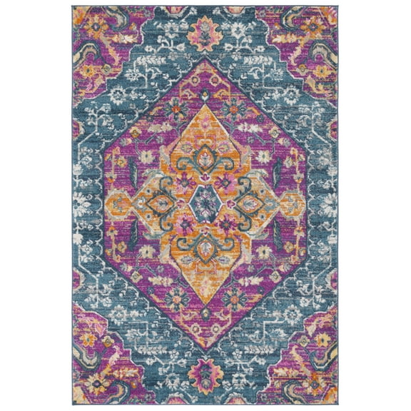 SAFAVIEH Madison Karissa Floral Area Rug, Blue/Fuchsia, 5'1" x 7'6"