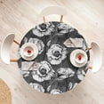 thumbnail image 4 of Ambesonne Poppy Fitted Round Tablecloth, Blossoming Vintage Poppies, 36"- 40" Diameter, Grey Black White, 4 of 5