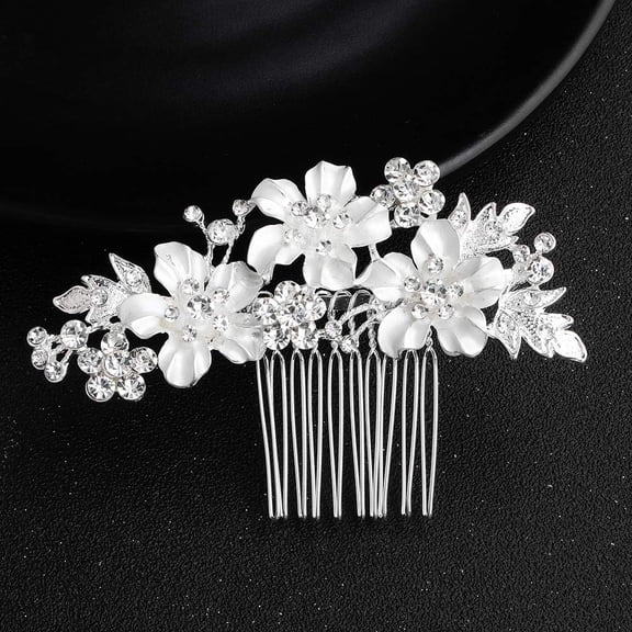 Wedding Hair Comb Bridal Hair piece Flower Bride Hair Accessories Hair Sticks Fashion Headpiece (Sliver)
