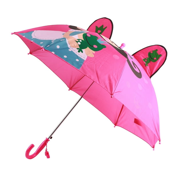 Paraguas para niños, Animal de dibujos animados encantador, fácil operación, peso ligero, paraguas para niñas para llover, claro, rojo rosa