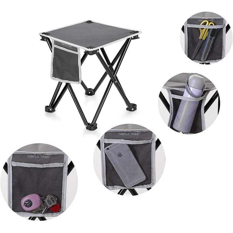 TRIPLE TREE 2 Pack Camping Stool, 13.8 Inch Portable Folding Stool for  Outdoor Walking Hiking Fishing 400 LBS Capacity with Carry Bag-GREY 