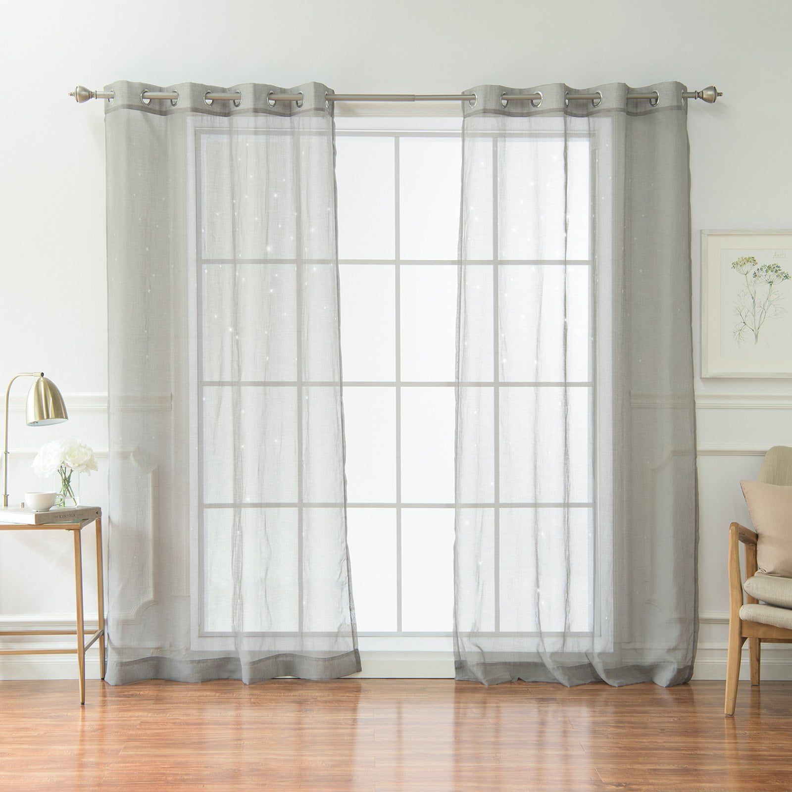 Best Home Fashion Star Punch Sheer Grommet Currtin Panel Pair Home Fashion Star Punch Sheer Grommet