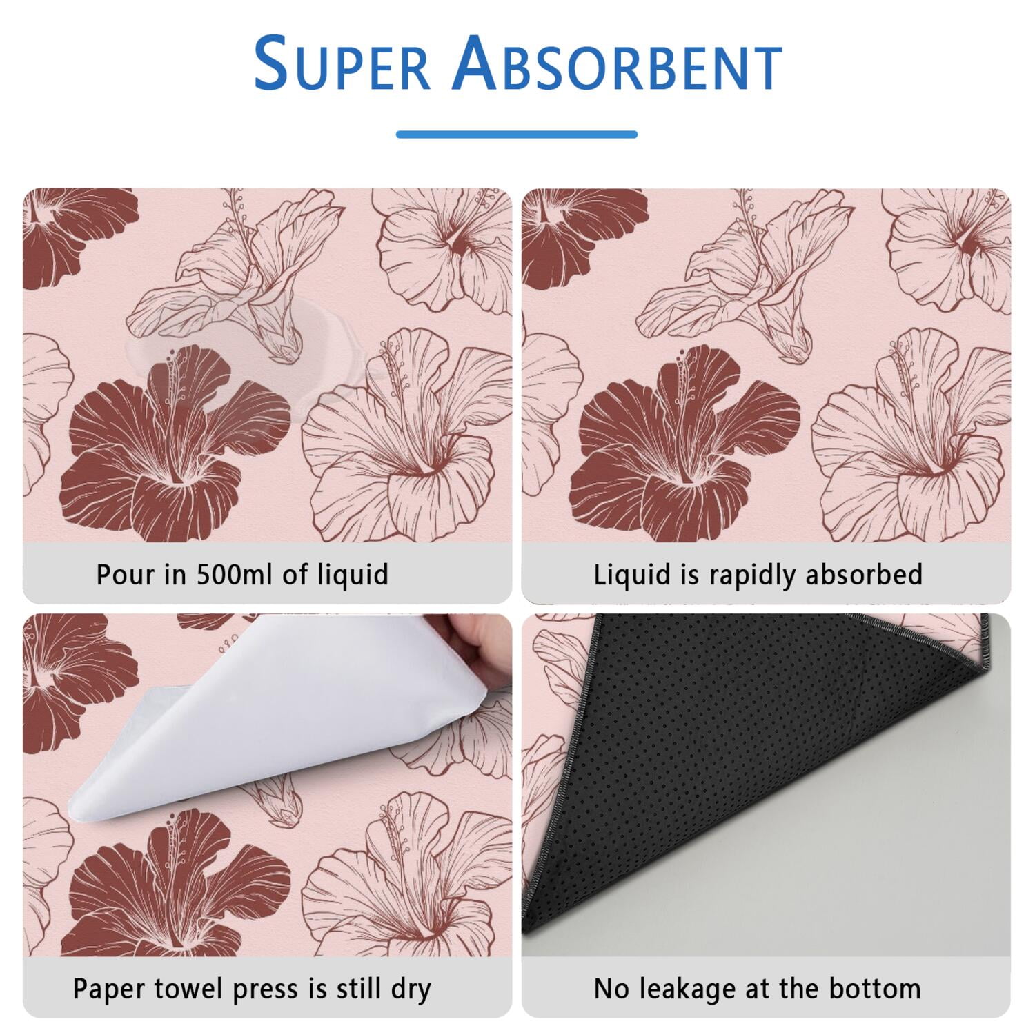 2-Count Extra Large Floral Design Pet Training Mats, Washable Reusable Dog Pee Pads 48x48 Inches, Non-Slip Housebreaking Pads for Large Breed Puppy Indoor Potty Area