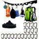 thumbnail image 5 of Cuerda de cordón colgante para equipo de campamento | Tendedero de poliéster resistente con 19 ganchos de mosquetón con hebilla en D • Organizador de viaje portátil | Almacenamiento de carpas al, 5 of 8