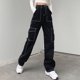 thumbnail image 3 of Rimocy - Pantalones vaqueros cargo negros con bolsillos para mujer, de cintura alta, rectos, estilo Harajuku, largos, de pierna ancha, 2023, 3 of 5