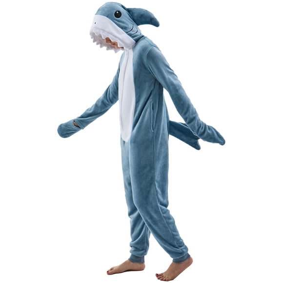 Pijama onesie DKRUW, disfraz de tiburón para Halloween, cosplay, adulto