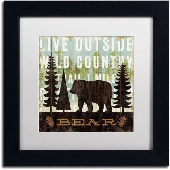 Trademark Fine Art "Simple Living Bear" Canvas Art by Michael Mullan, White Matte, Black Frame