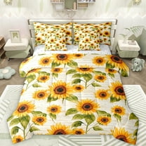 Manfei Retro Rustic Sunflower 7-Piece Twin Bedding Sets,Country Flower Floral Bedding Comforter Set,Yellow Beige Green Sheet Sets For Men Women,Luxury Bedroom Decor