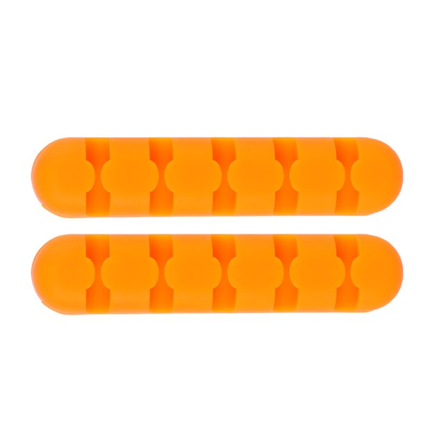 EeaseCA 2 Pcs Sticker Desktop Data Line Organizer Cable Management Self Adhesive Cord Holders Multi-card Location Buckle Silicone Line Manager for Home Office (Orange)