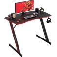 thumbnail image 1 of PayLessHere Bureau Poste de Travail de Jeu 39 Pouces, Table d'Ordinateur Robuste en Forme de Z, Crochet pour Écouteurs et Grand Surface de Travail pour Bureau à Domicile – Rouge, 1 of 7