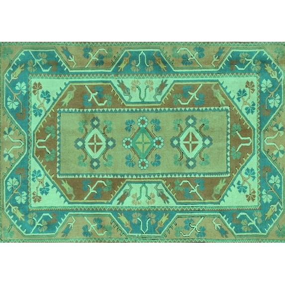 Ahgly Company Indoor Rectangle Oriental Turquoise Blue Traditional Area Rugs, 3' x 5'