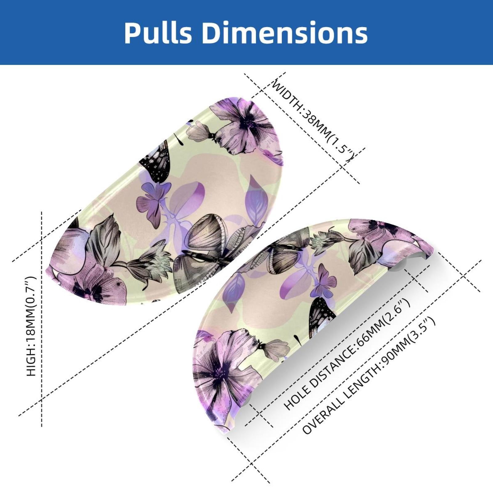 PhooArto 6 Pcs Cup Drawer Pulls, Pink Flower Butterfly Pattern Shell Shape Handles Cabinet Knobs for Dresser Cupboard Closet Wardrobe with Screws