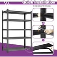 thumbnail image 4 of Black 5 Tier Heavy Duty Shelving, 72"H Garage Shelf, 40"W Adjustable Layer Shelves, 16"D 3000LBS Steel Rack, Modern Bookcase Shelves for Living Room Balcony Garage & Factory Storage, 4 of 7