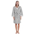thumbnail image 4 of EFINNY Women's Flannel Robes Soft Warm Plush Nightgowns Spa Bathrobe Lacework Sleepwear Ladies Knee Length Bath Gown, 4 of 6
