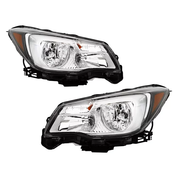 Pair Headlights For 2017 2018 Subaru Forester Halogen HeadLamps w/LED DRL