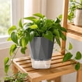 thumbnail image 7 of Modern Geometric Plastic Plant Pot with Built-In Water Reservoir, Self-Watering Indoor Planter for Herbs s in Black White Gray, 7 of 7