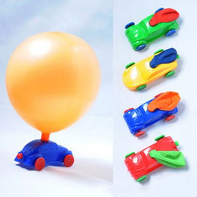 Mosunx Science Experiment Intelligence Toy for Kids,DIY Balloon Power Car Recoil Force Kit Technology Experiment Educational Kid Toy Balloon Race Car Multicolor, 2 Car + 6 Ballon