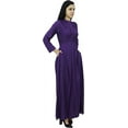 thumbnail image 3 of Bimba Women's Long Sleeve Maxi Mandarin Collar Plain Jilbab Dress With Pockets, 3 of 6