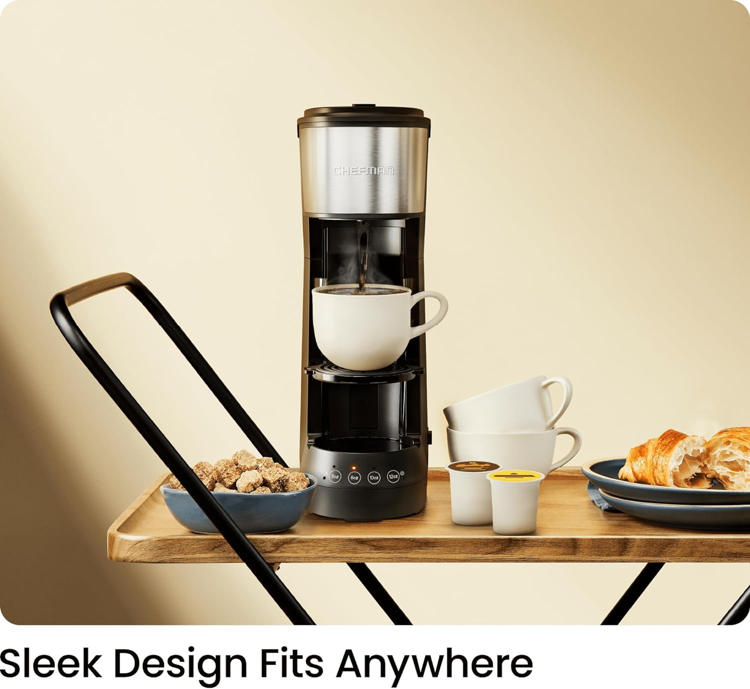 Chefman InstaCoffee Max+ Single Serve Coffee Maker w/ 40oz Reservoir, Cup Lift, Reusable Filter - Black