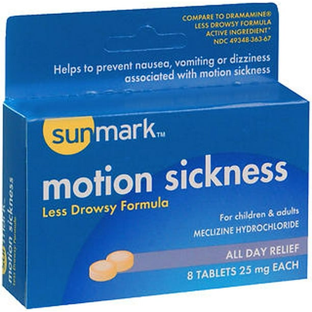 Sunmark Motion Sickness Tablets Less Drowsy Formula 8 ct