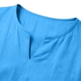 thumbnail image 5 of Lenpel Mens Cotton Linen Shirts V Neck Long Sleeve Basic Tee Shirts Casual Lightweight Solid Color Pullover Tops(Navy,Medium), 5 of 7