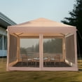 thumbnail image 3 of Alpha Joy 10' x 10' Easy Pop up Canopy Tent with Netting Portable Outdoor Event Tent Canopy with Roller Bag, Brown, 3 of 9