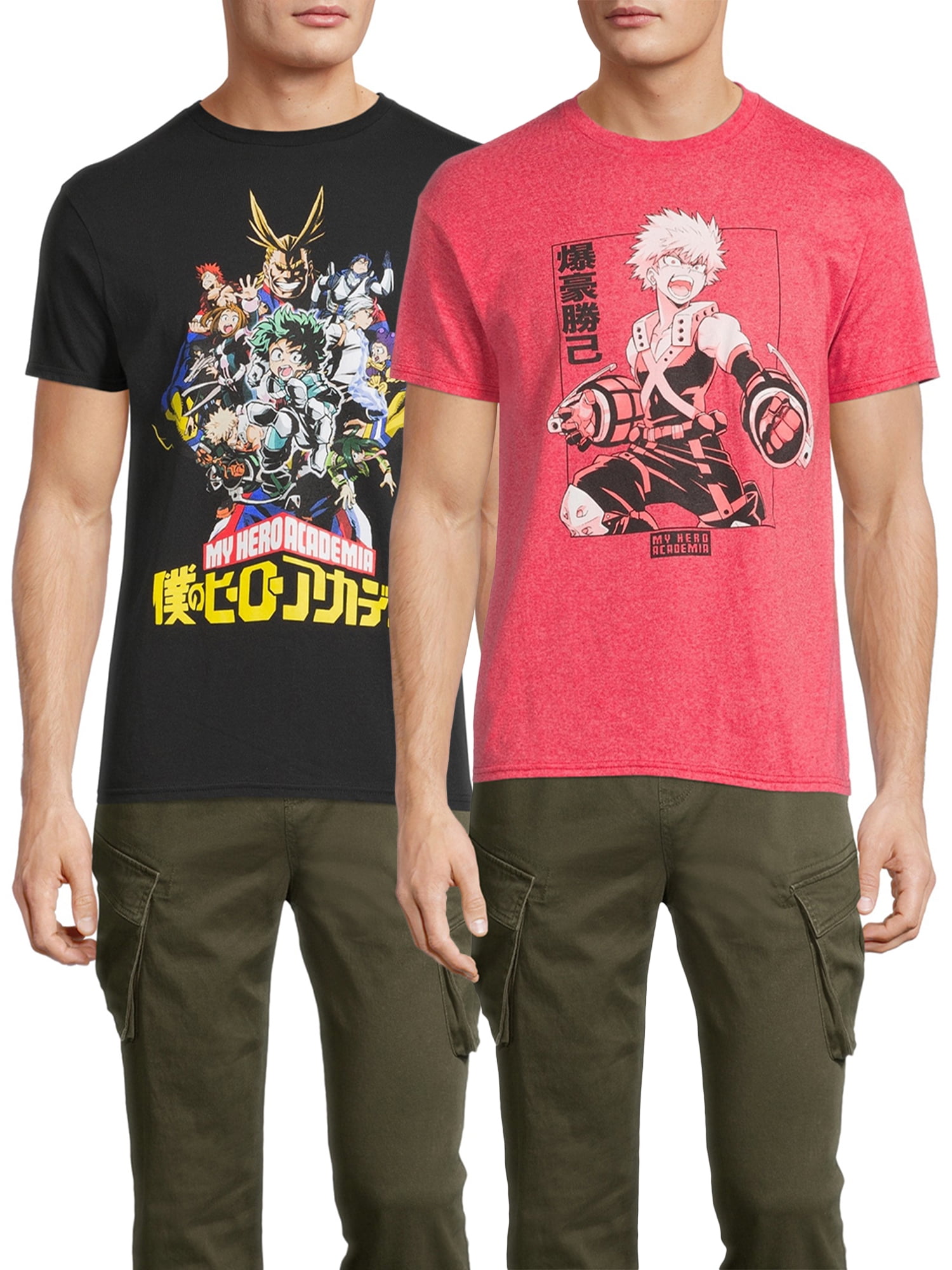 My Hero Academia Men's & Big Men's Anime Graphic Tees Shirts, 2-Pack ...