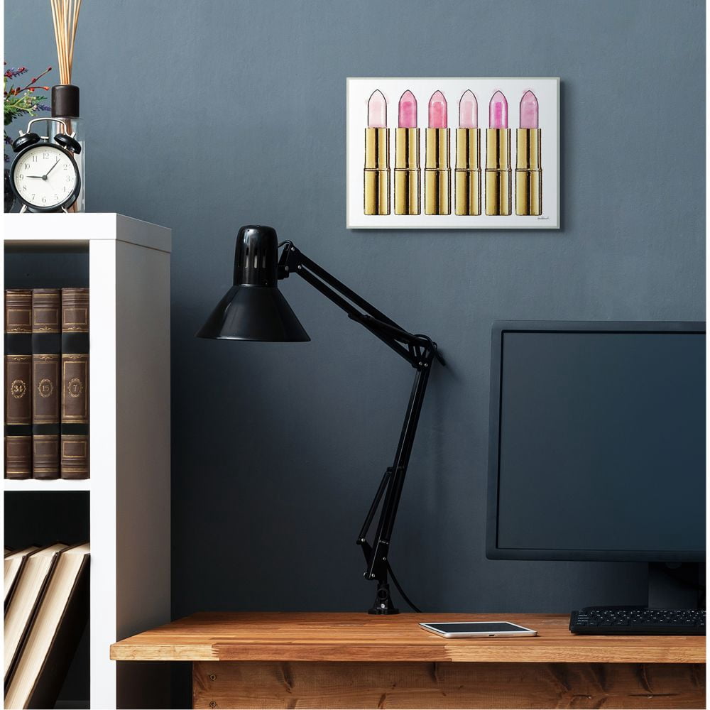 Stupell Industries Pink Gold Lipstick Glam Fashion Watercolor Wall Plaque by Amanda Greenwood