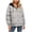 Gray, variant on Ladies Regular Fit Long Sleeve Detachable Hood Button Zip Quilted Puffer Jacket Mid Weight Soft Wrinkle Resistant Casual Solid Loose Warm Snow Outdoor Layering Coat for Fall Winter