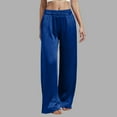 thumbnail image 2 of TTUHYWXI Womens Wide Leg Pajama Pants Satin Silk Casual Loose Elastic Waist Lounge Pants Pj Bottoms (Blue, XL), 2 of 6