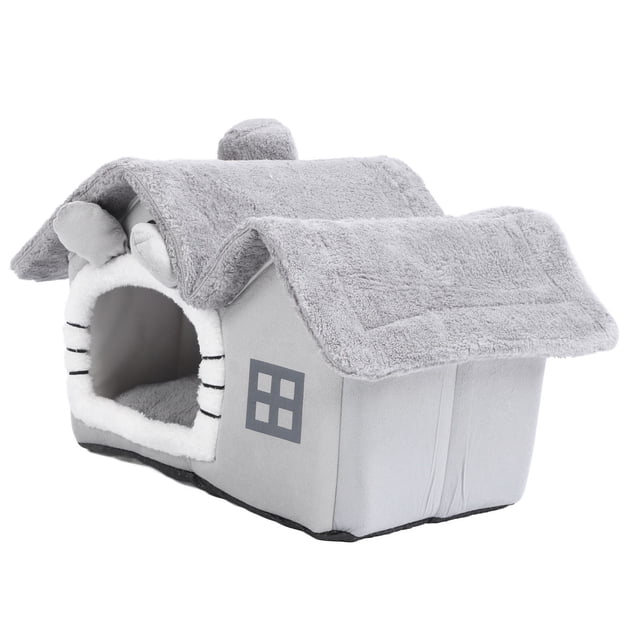 Cat House, Soft Fabric Sponge Foldable Cat Bed House For Indoor SPets Within 7.7lb,MPets Within 16.5lb,LFor Several Pets