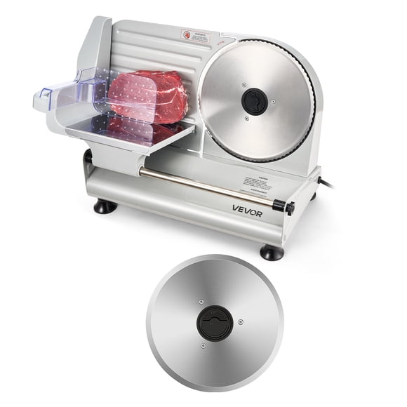 VEVOR Meat Slicer, 8.6" Electric Deli Slicer with 2 SUS420 Blades & 0-0.6" Adjustable Thickness, 200W Home Food-Slicer for Ham