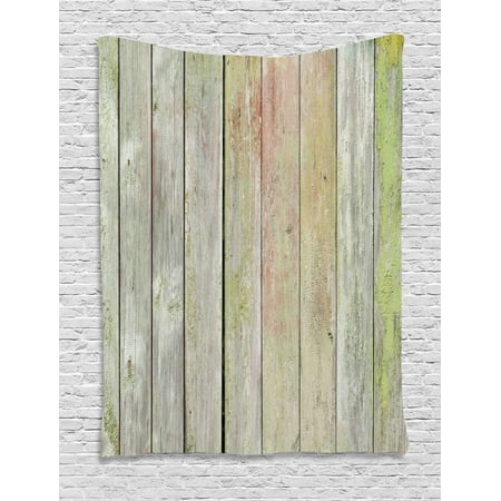 Sage Green Garden Furniture Paint Fence Tapestry, Old Painted Hardwood Planks Vintage Weathered Grunge Toned Garden Background, Wall Hanging for Bedroom Living Room Dorm Decor, Pale Sage Green, by Ambesonne ()