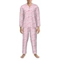 thumbnail image 3 of Fotbe Ribbon Bow Pattern Long Sleeve Pajama Set for Men,Sleepwear Set,2-piece Loungewear Set,Soft PJs Comfy Nightwear with Pockets-Medium, 3 of 7