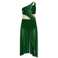 thumbnail image 3 of Sxiwei Robe de Danse Ballet Lyrique pour Filles une Épaule Sans Manches Découpe Haute Basse Robe en Maille Fluide Danse Verte 14, 3 of 7
