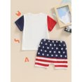 thumbnail image 5 of vera natura Baby Girls 4th of July Outfit Letter Print Short Sleeve T-Shirt and Elastic Star Stripe Shorts Set, 5 of 9