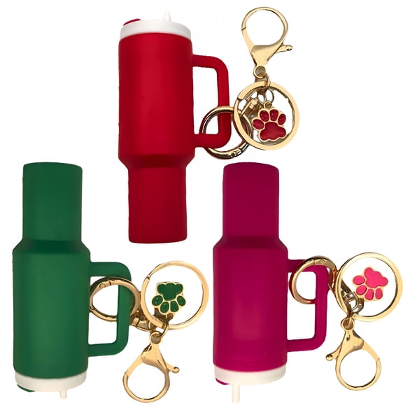 DESIGNICE 3Pcs Chapstick Holder Key Chain,Alloy Part Resists Oxidation Chapstick Holder,Scratch-Resistant Plastic Lip Balm Holder,Color Mixing