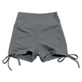 thumbnail image 5 of IWRICH Women's High Waisted Tie Side Shorts Summer Gym Yoga Hot Shorts Lifting Sports Scrunch Short Pants Grey M, 5 of 5