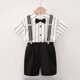 thumbnail image 2 of Odeerbi Chicos 4 Piezas Caballero Traje Formal Preppy Vestido de Manga Corta Camisa de Vestido + Traje Pantalones Cortos + Colgantes + Corbata Colegial Conjunto de Uniforme, 2 of 9