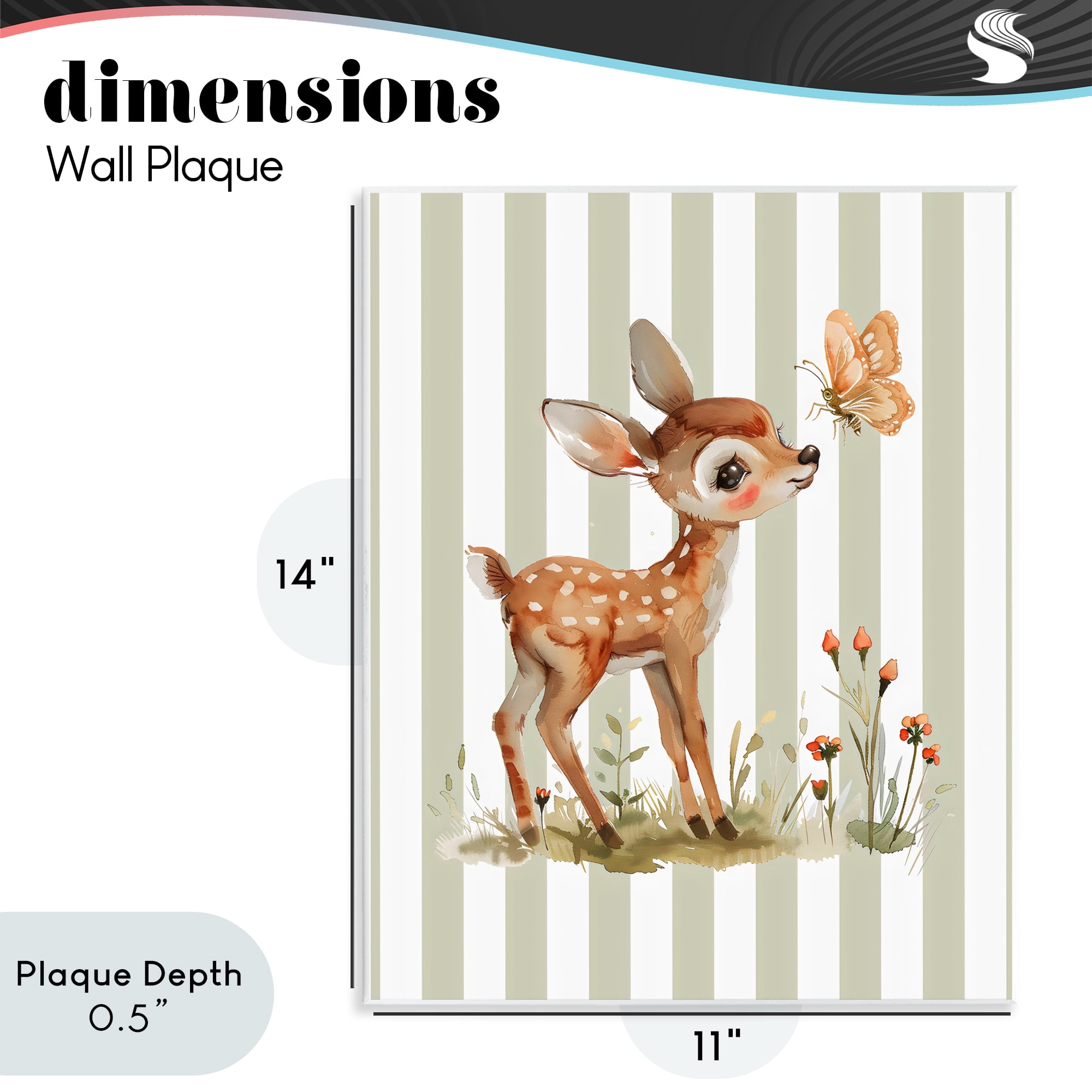 Stupell Industries Baby Deer with Butterfly Wall Plaque Art, design by LSR Design Studio